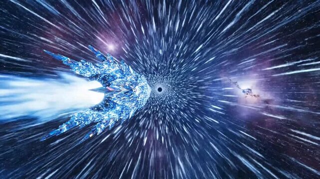 Icy vessel hurtles through cosmic wormhole