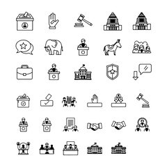 Set of election and voting icons politics, House of Councillors election, House of Representatives election, lawmakers, policies, political parties, politicians, cabinet, government