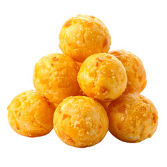 Heap of cheese puff balls isolated on white background