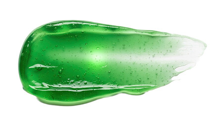 Organic aloe gel smear transparent green glow on white