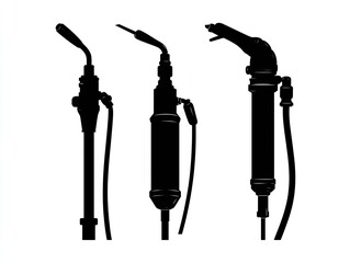 Silhouettes of three welding torches