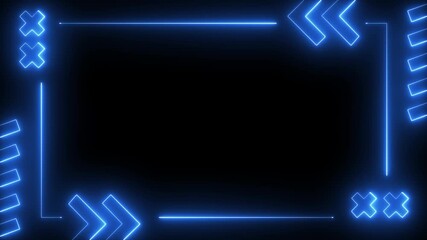 neon blue text frame icon animation on black background. neon border frame icon. Border frame concept sign. perfect social media content futuristic attention grabbing element rectangle frame.