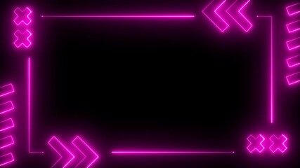 neon pink text frame icon animation on black background. neon border frame icon. Border frame concept sign. perfect social media content futuristic attention grabbing element rectangle frame.
