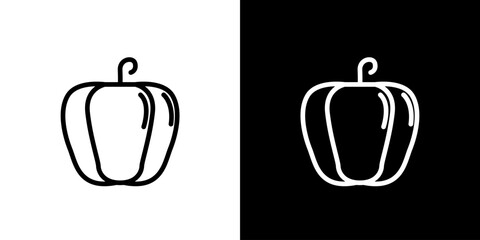 Modern Black and White Minimalist Bell Pepper Icon Set Versatile for Design Projects