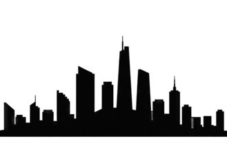 Silhouetted Cityscape at Night with Distant Lights Against a Black Sky