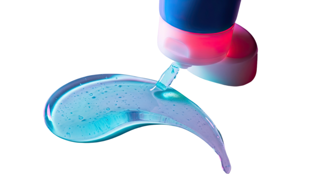 Neon style cosmetic tube with bright gel smear on white