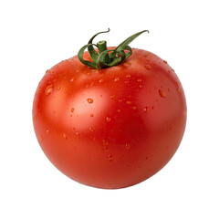 Single Ripe Red Tomato With Water Droplets Isolated On Transparent Background Detailed Macro Studio Shot