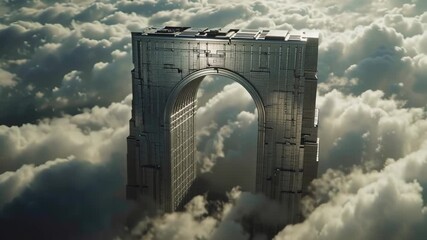 Futuristic Archway in Clouds Sci-Fi Architecture Concept - Powered by Adobe