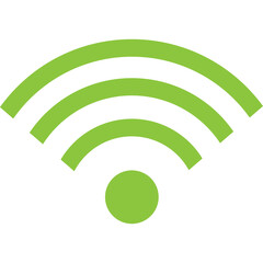 Green Wifi Signal Icon on Transparent Background Represents Wireless Connectivity and Network Signal Strength