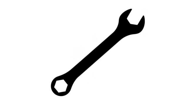 Minimalist Wrench Outline On Black Background