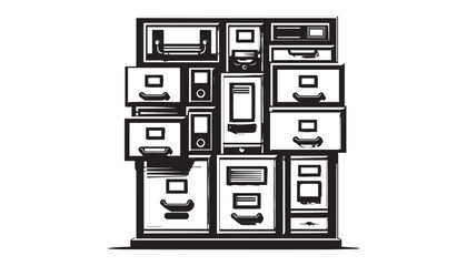 black color furniture silhouette vector illustration, solid white background