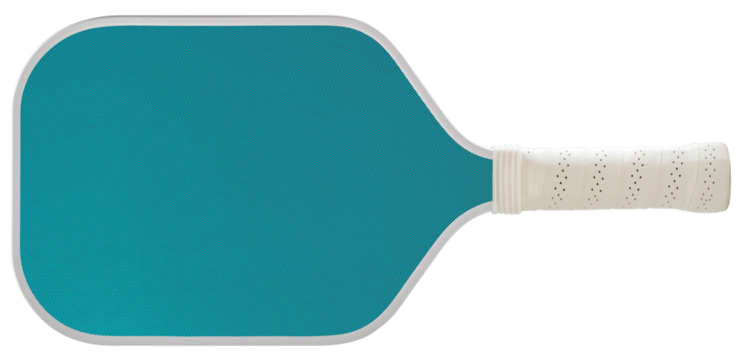 A turquoise pickleball paddle isolated on white background, Pickleball sport equipment on White Background PNG File.