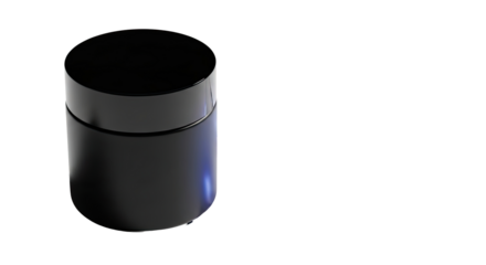 Matte gloss black jar and luminous smear on bright white
