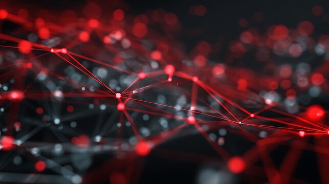 double exposure computer network overlay with red cyber threat signals and monitoring analytics lines, cyber attack detection