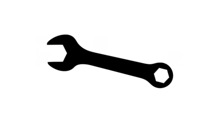 Minimalist Wrench Outline Icon On Black Background