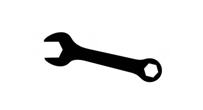 Minimalist Wrench Outline Icon On Black Background