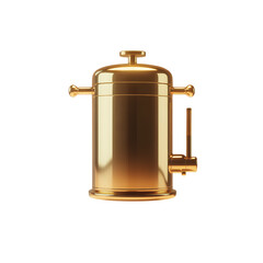 Obraz premium Floating Golden Cylindrical Press with Soft Glow and Shadow Play, Minimal Transparent Background