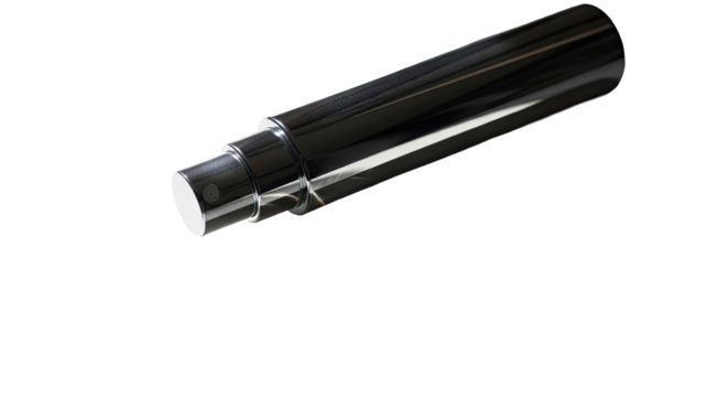 Luxury reflective spray bottle casting shine over white