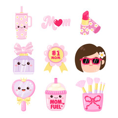 Cute mother's day pink element decoration clipart