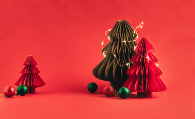 Festive Christmas podium with glitter for product display and advertising campaigns. 