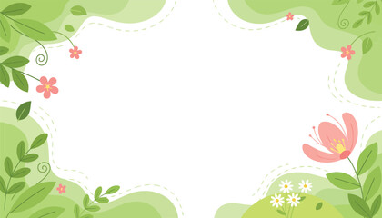 Floral Springtime A Pastel Green Template Design Featuring Flowers, Leaves, and Gentle Color Blends for Inviting Layouts