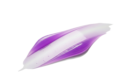 Lavender pastel gel smear with glossy highlights over white minimal surface
