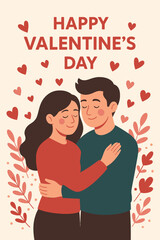 Happy valentine's day valentine couple love romance hearts relationship romantic holiday celebration vector illustration