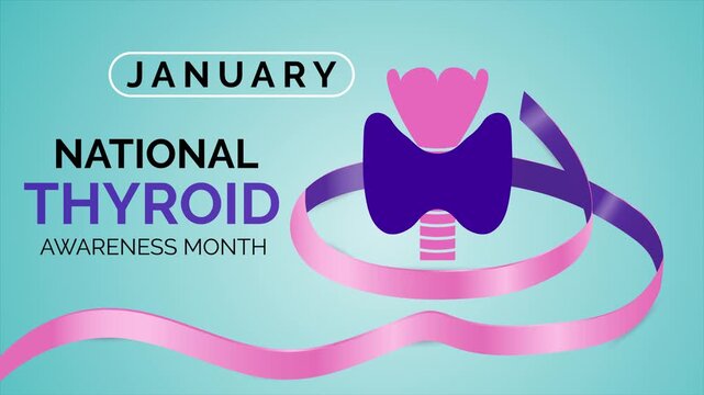 Modern thyroid month motion graphics video with clean icons and soft animated elements with Realistic Ribbon.