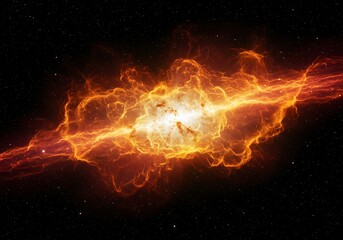 Cosmic abstract vibrant nebula with fiery hues and stellar energy