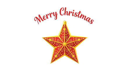 Obraz premium Merry christmas with red and gold ornate star ornament