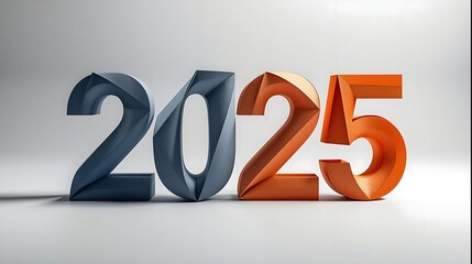 Year 2025 in 3D Rendered Text with Modern Design.
