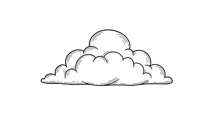 Fototapeta premium Single Hand-Drawn Outline Cloud Icon with Internal Shading Lines on White Background
