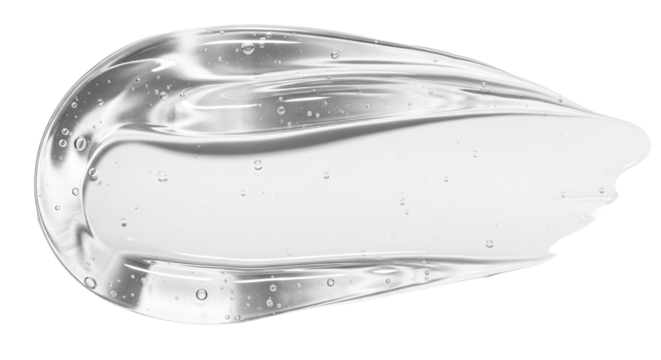 Hyaluronic acid gel smear ultra glossy texture on white