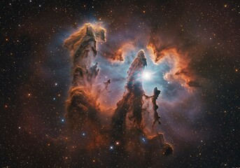 Cosmic pillars of creation a stellar nebula in the vast universe