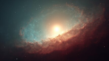 Fototapeta premium Luminous Star Core Surrounded by Colorful Nebula in a Cosmic Scene