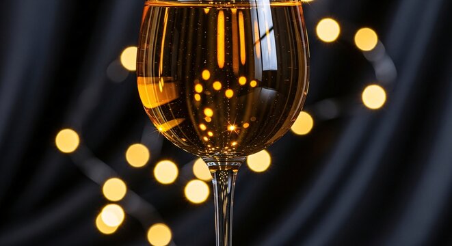 Crystal Glass with Golden Sparkling Light Reflection