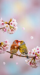 Fine Art Dreamy Small Bird & Flower Photography &ndash; Ultra Shallow DOF, Soft Pastel Light, Cinematic Nature Aesthetics ratio 9:16 wallpaper