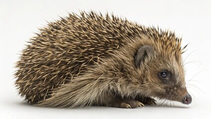 Curious hedgehog portrait on white background perfect for nature or wildlife designs
