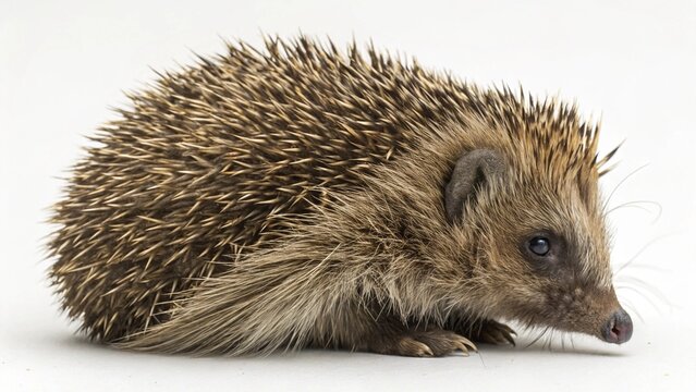 Curious hedgehog portrait on white background perfect for nature or wildlife designs