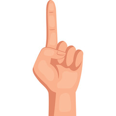 Human Hand Index Finger Pointing Upward On Transparent Background One Number One Symbol Illustration
