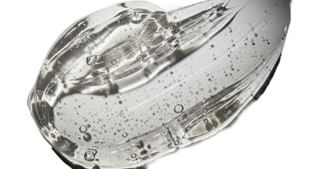 High contrast gel smear close up macro texture on white