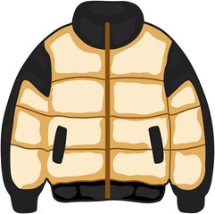 Cozy Winter Puffer Jacket with Cream and Charcoal Color Block Design for Casual Outdoor Wear
