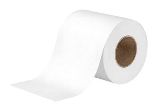 Roll of white toilet paper for clean, convenient everyday bathroom use.