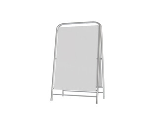 3D Render a sign is standing on a metal frame