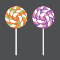 Cartoon Orange and Purple Lollipops Candy