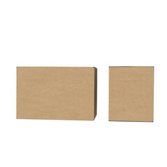 3D Render two boxes are shown on a white surface