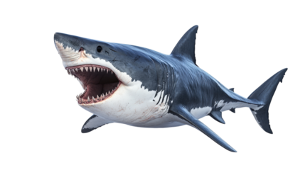 Great White Shark open mouth isolated on a transparent background