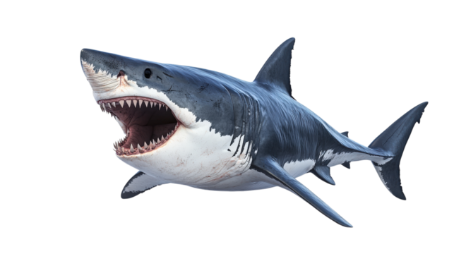 Great White Shark open mouth isolated on a transparent background