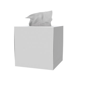 3D Render a tissue box with a tissue on top of it