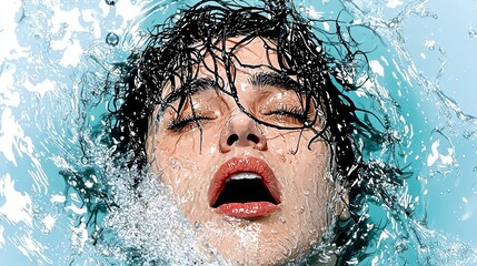 Dramatic underwater portrait of a young woman poolside photography aquatic environment close-up emotions